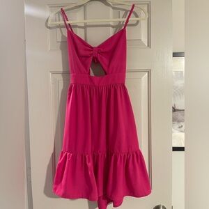 Pink sundress with open tie back